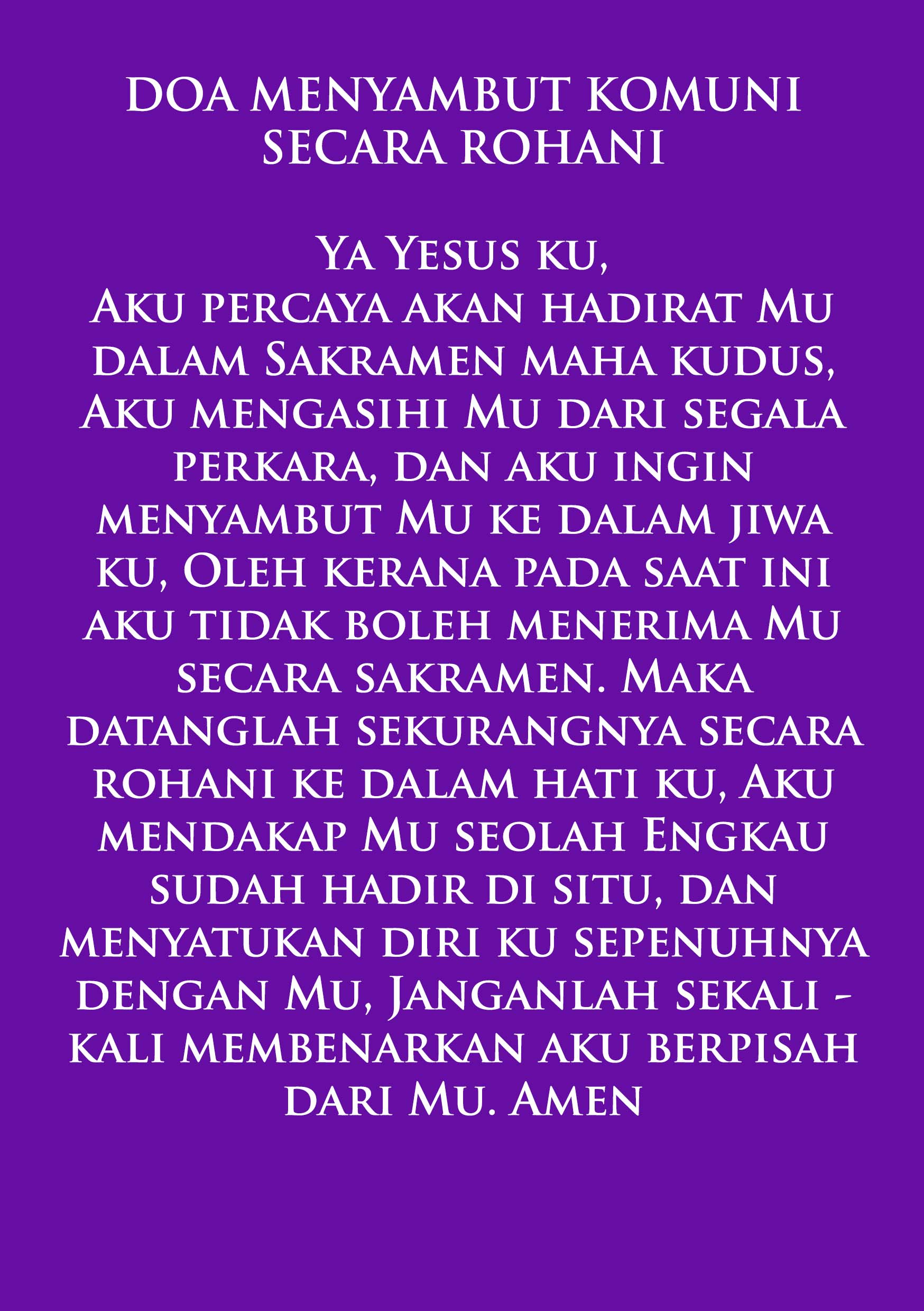 Spiritual Communion Bahasa